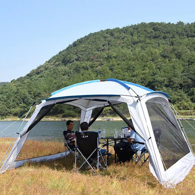 เคลือบสีเงิน 210D หลายห้องเต็นท์แคมป์ W / P 2000mm 6 Man Waterproof Tent