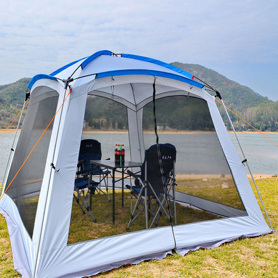 100% โพลีเอสเตอร์ 210D กันสาดตั้งแคมป์กันน้ำ W / P 2000mm 4 6 คนTent