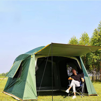 เคลือบสีเงิน 210D หลายห้องเต็นท์แคมป์ W / P 2000mm 6 Man Waterproof Tent