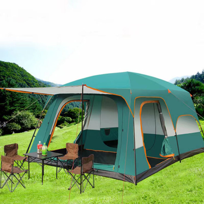 210D Double Layer แคมป์ปิ้ง Family Tent 3000mm Pu เคลือบเต็นท์ Waterproof