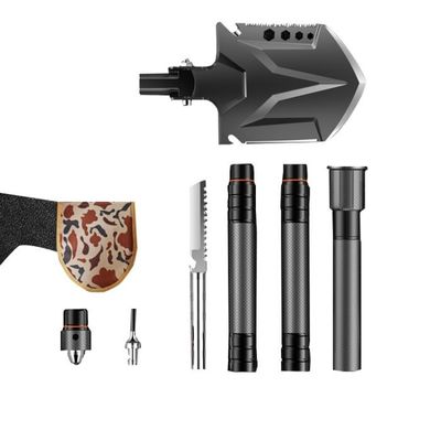 มัลติฟังก์ชั่พับสีดำ แคมป์ปิ้ง พลั่ว 8in อลูมิเนียมอัลลอยด์ด้ามตรง