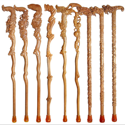 ปลายยางไม้แกะสลักไม้เดินป่า T Handle