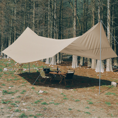 Pop Up แคมป์ปิ้ง Sun Awning 210T โพลีเอสเตอร์ท่อเหล็ก Beach Sun Shelter Tent