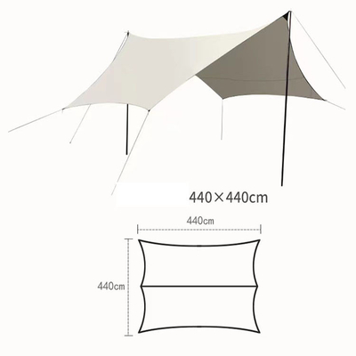 ครอบครัวท่อเหล็กโพลีเอสเตอร์ 210T Summer Beach Canopy Sun Shelter พร้อมเชือกลม